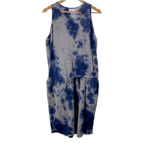 Sundry Blue & Gray Sleeveless Racerback Oversized Tie Waist Tank Dress Size 4 - Picture 5 of 16